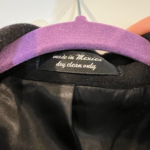 Vintage Ralph Lauren 40S Pea Coat Trench Black Fabric Acetate Blend - Picture 16 of 16